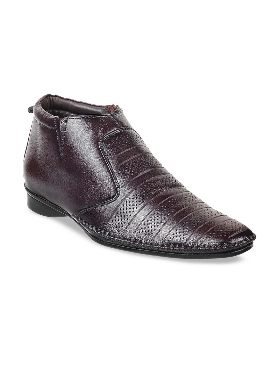 

WALKWAY by Metro Men Maroon Solid Leather Formal Boots