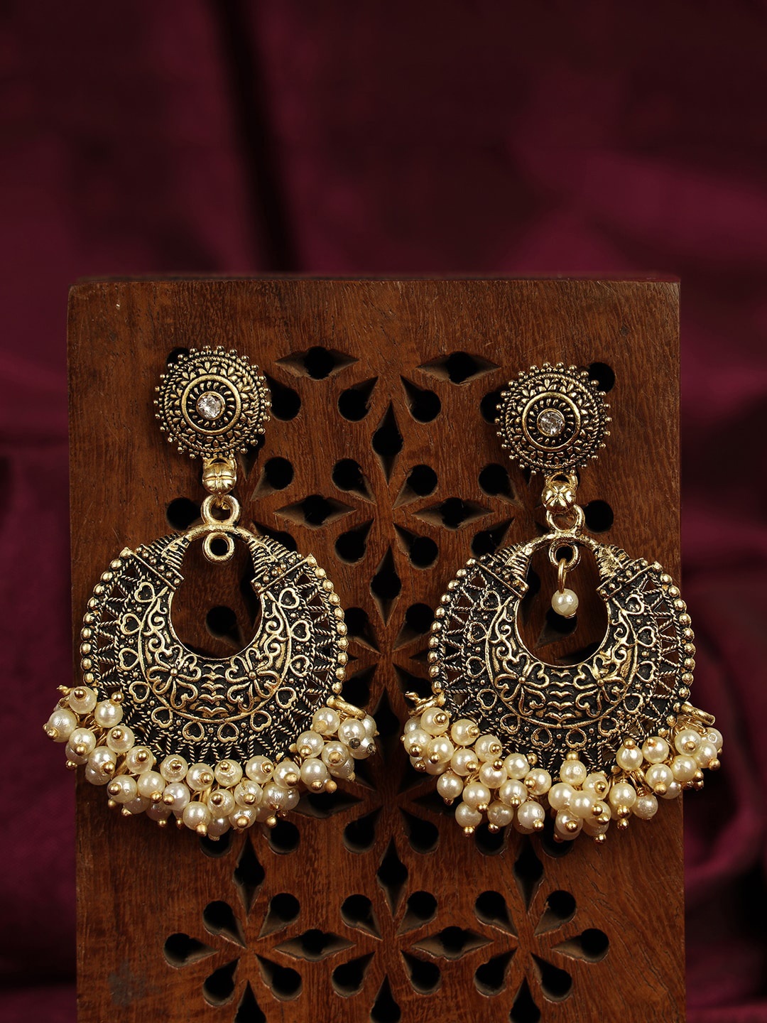 

ANIKAS CREATION Gold-Plated Contemporary Chandbalis