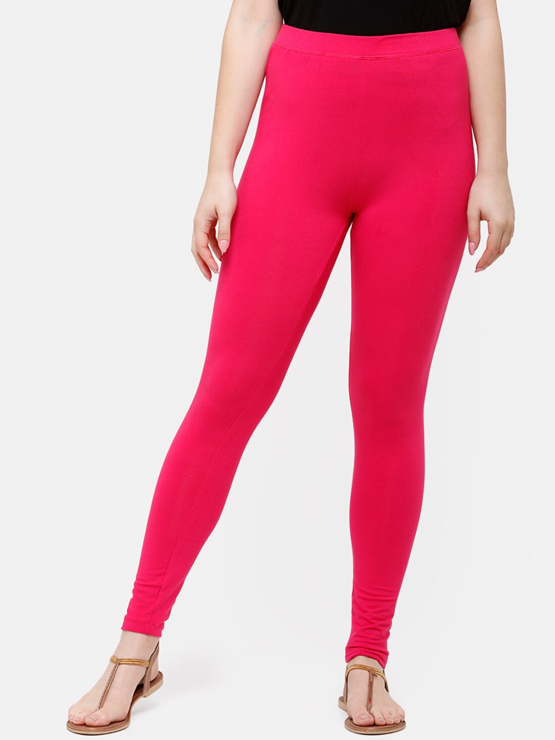 De Moza Women Fuchsia-Pink Solid Ankle-Length Leggings