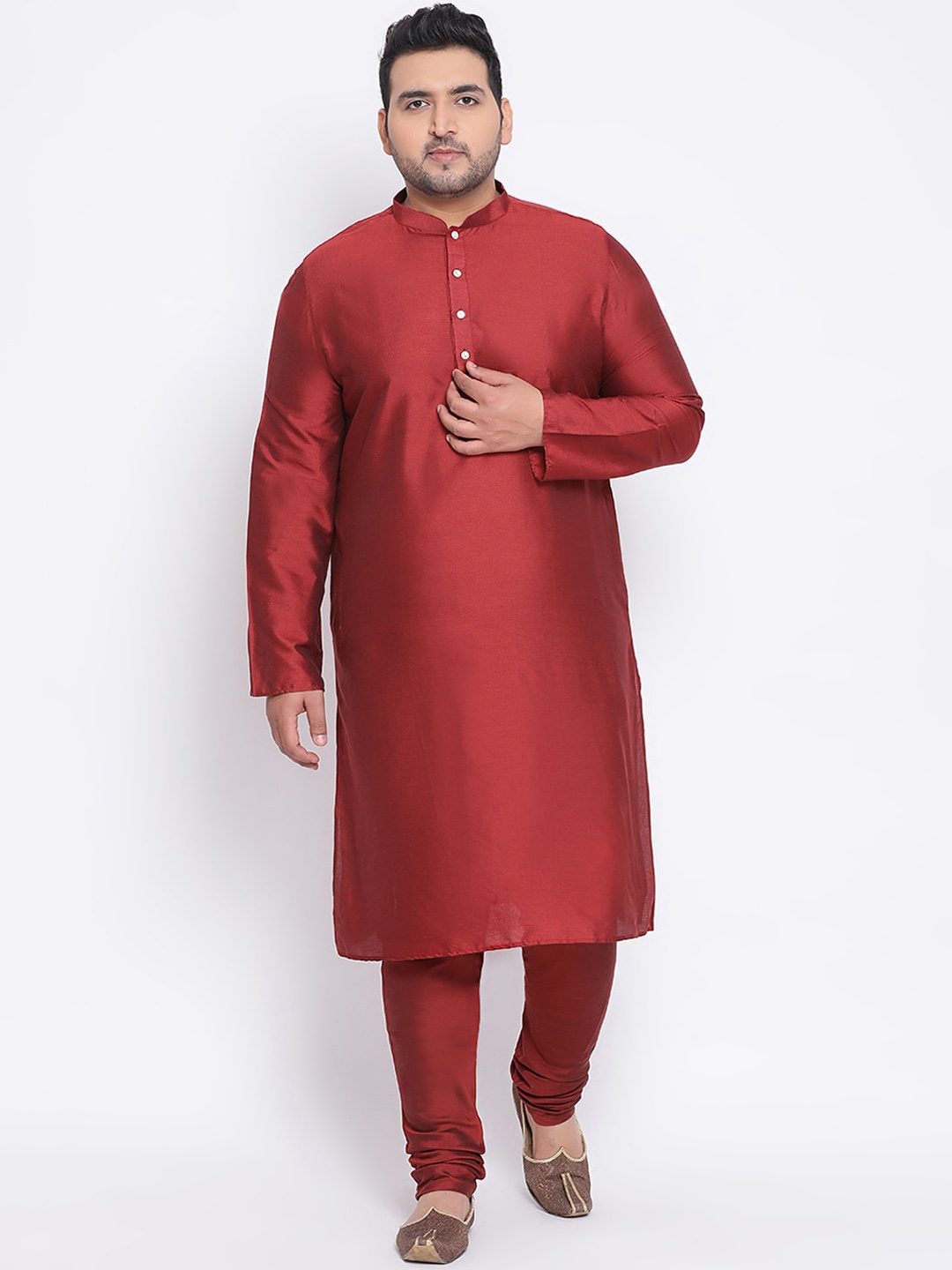 

KISAH PLUS Men Maroon Solid Straight Kurta
