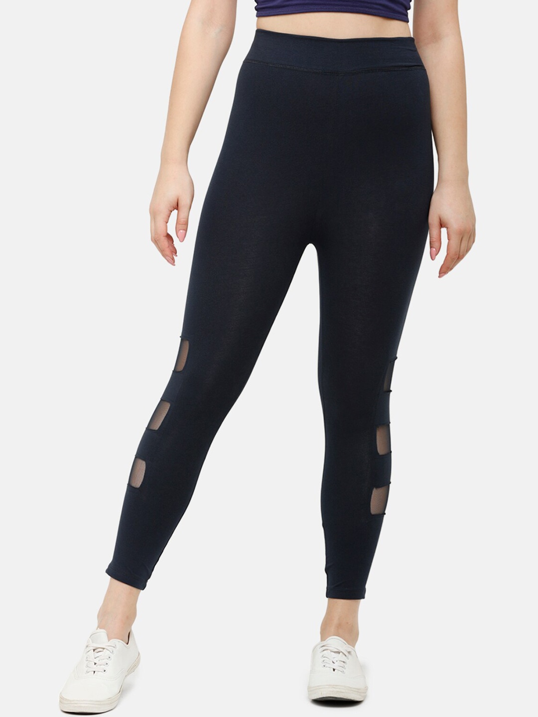 

De Moza Women Navy Blue Solid Sports Tights