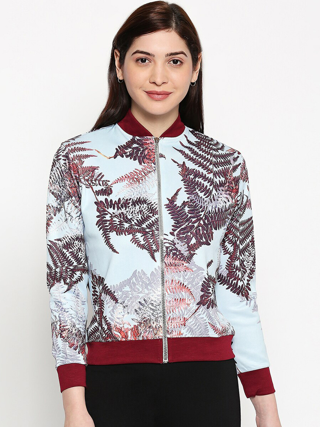 

inocenCia Women Blue Printed Lightweight Bomber Jacket