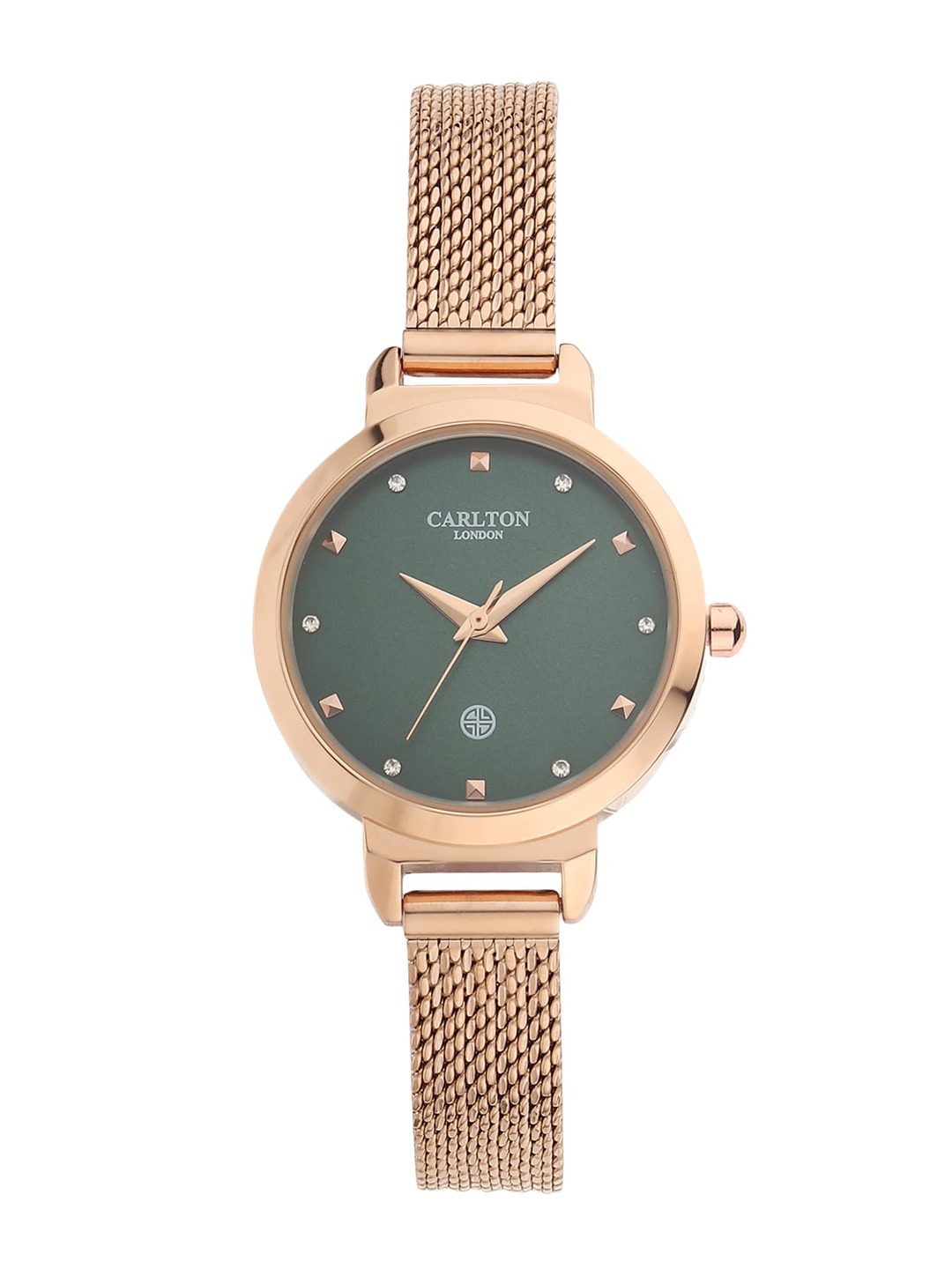 

Carlton London Women Rose Gold & Green Analogue Watch