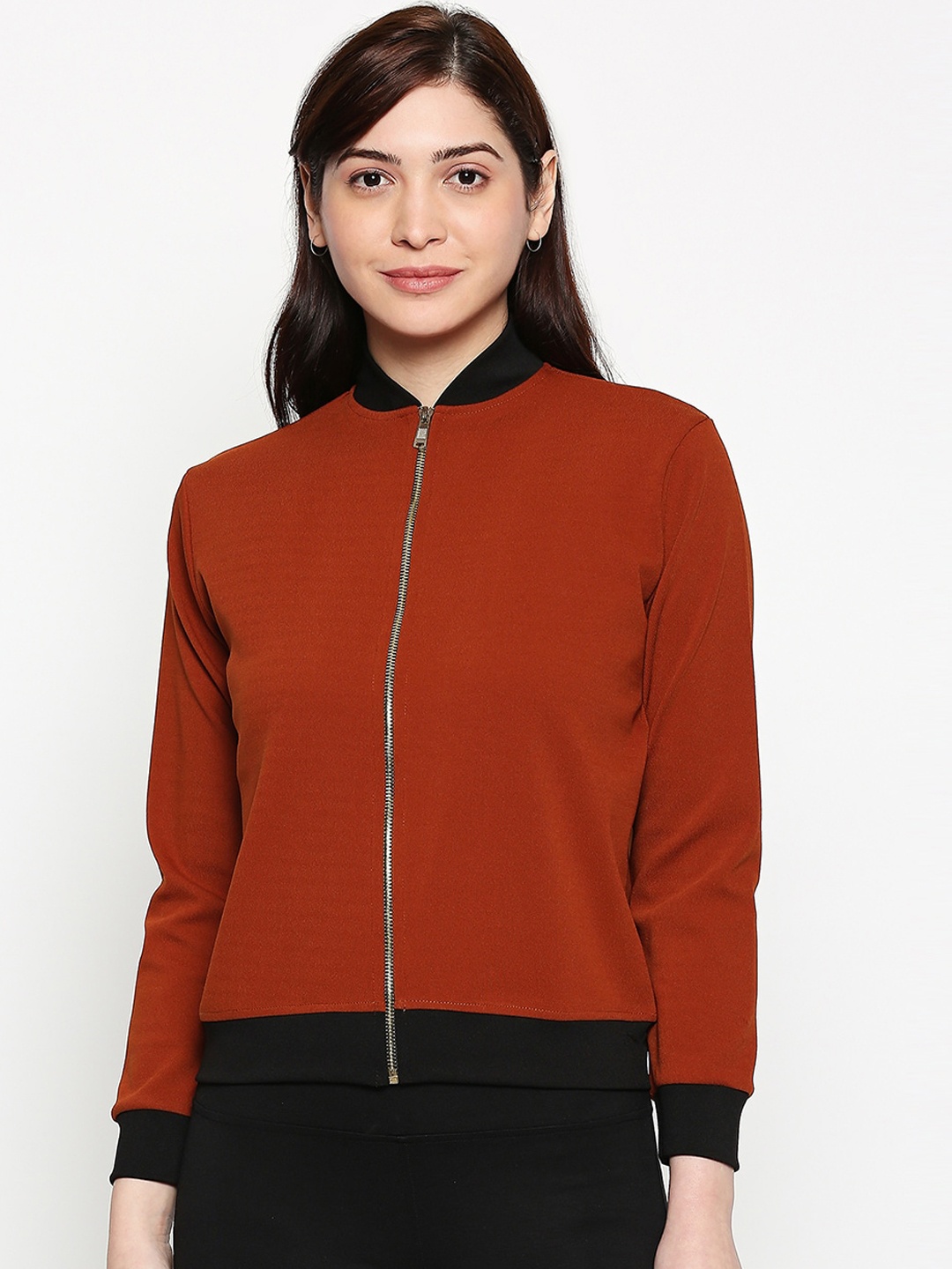 

inocenCia Women Brown Solid Lightweight Bomber Jacket