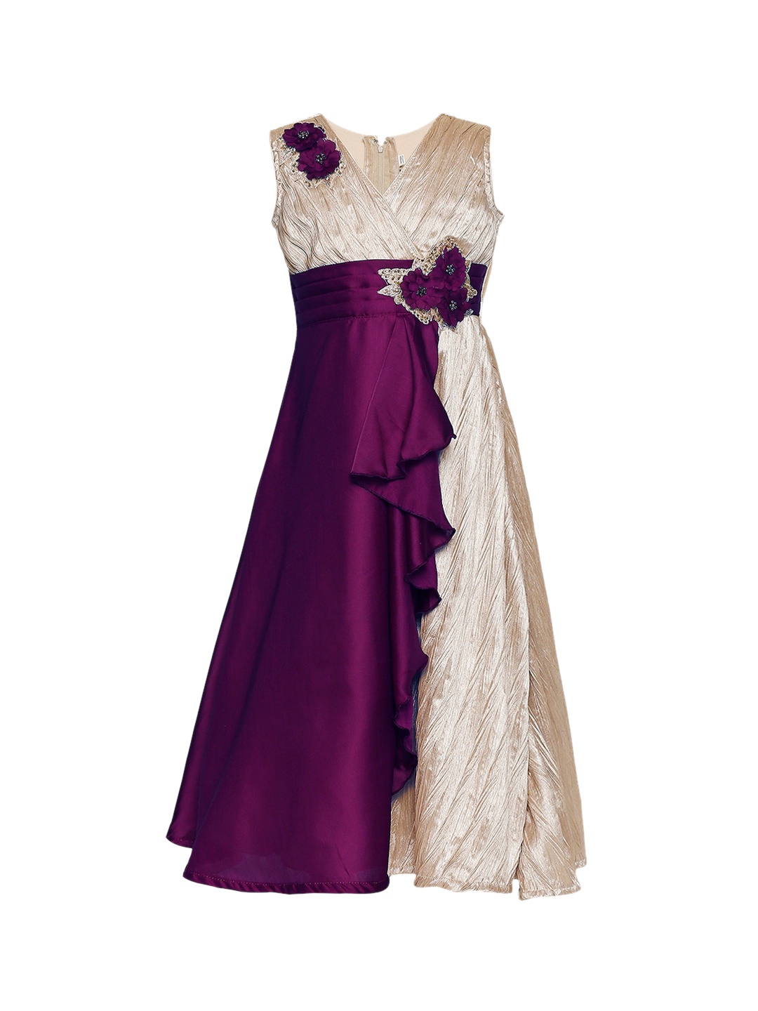 

BETTY Girls Burgundy & Beige Colourblocked Maxi Dress