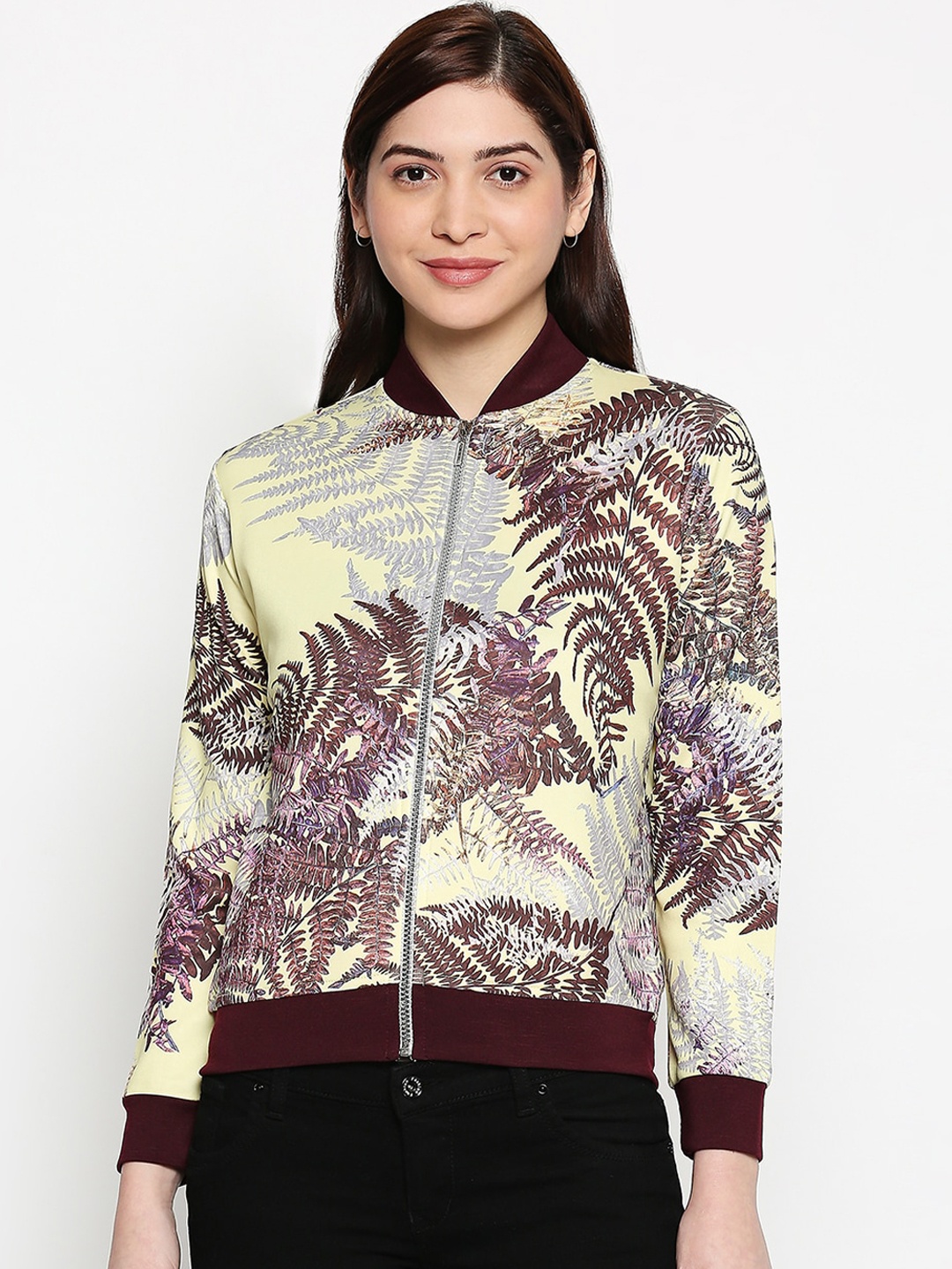 

inocenCia Women Yellow Printed Lightweight Bomber Jacket