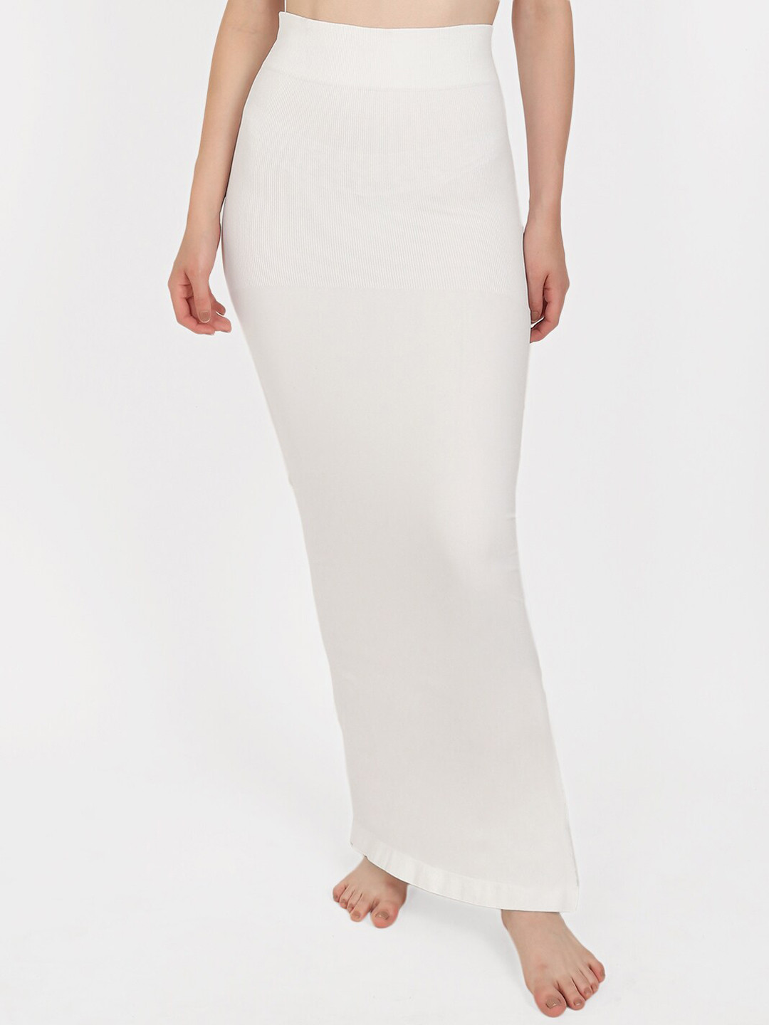 

Beau Design Women White Solid Saree Shapewear