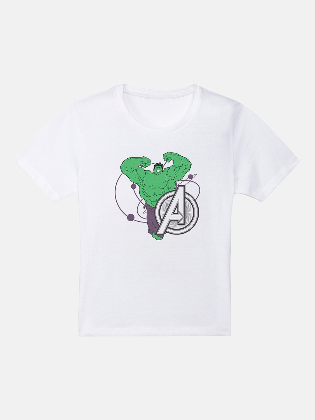 

Kids Ville Boys White Hulk Printed Round Neck T-shirt