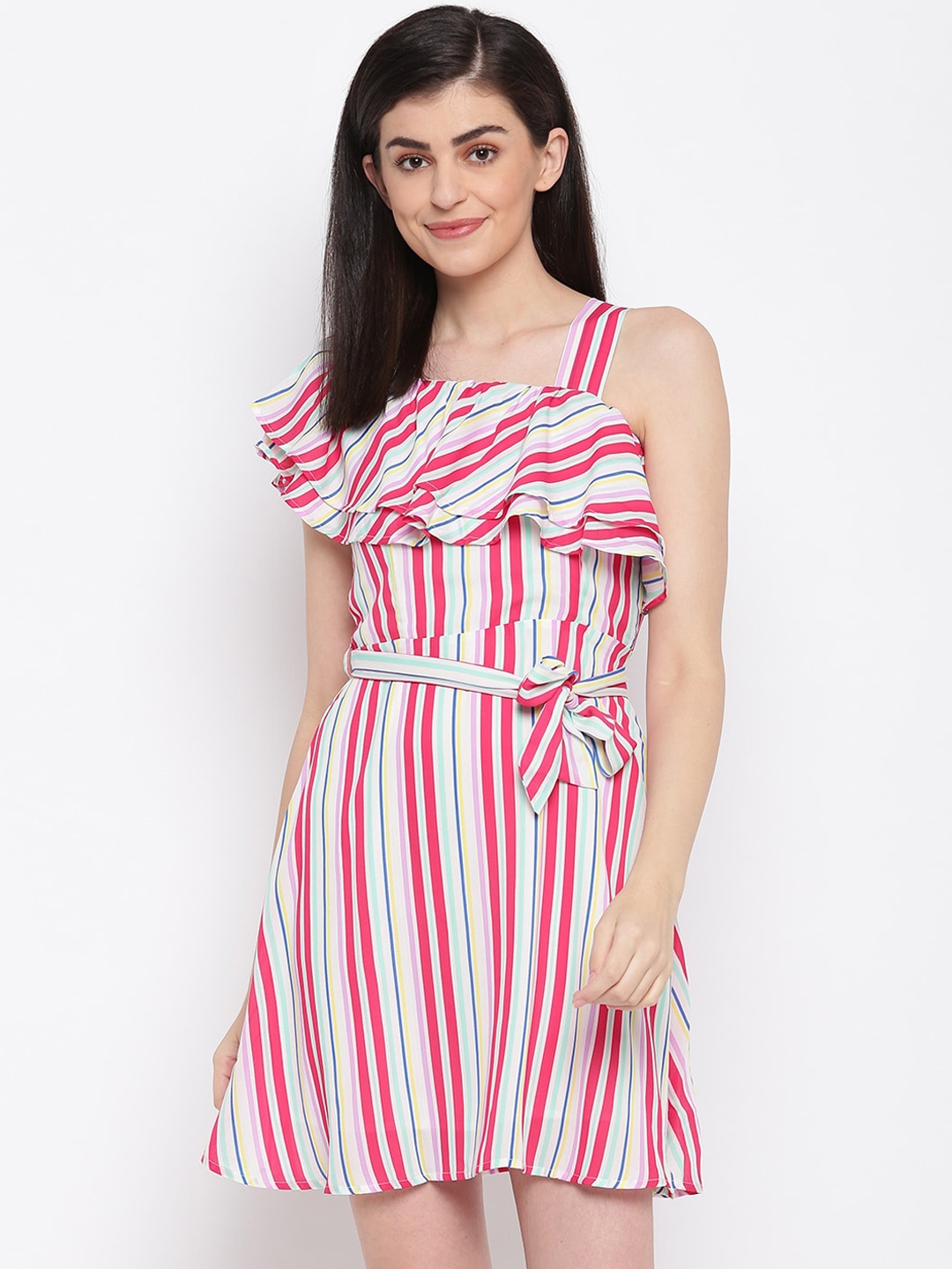 

Pepe Jeans Women Red Striped Fit and Flare Dress