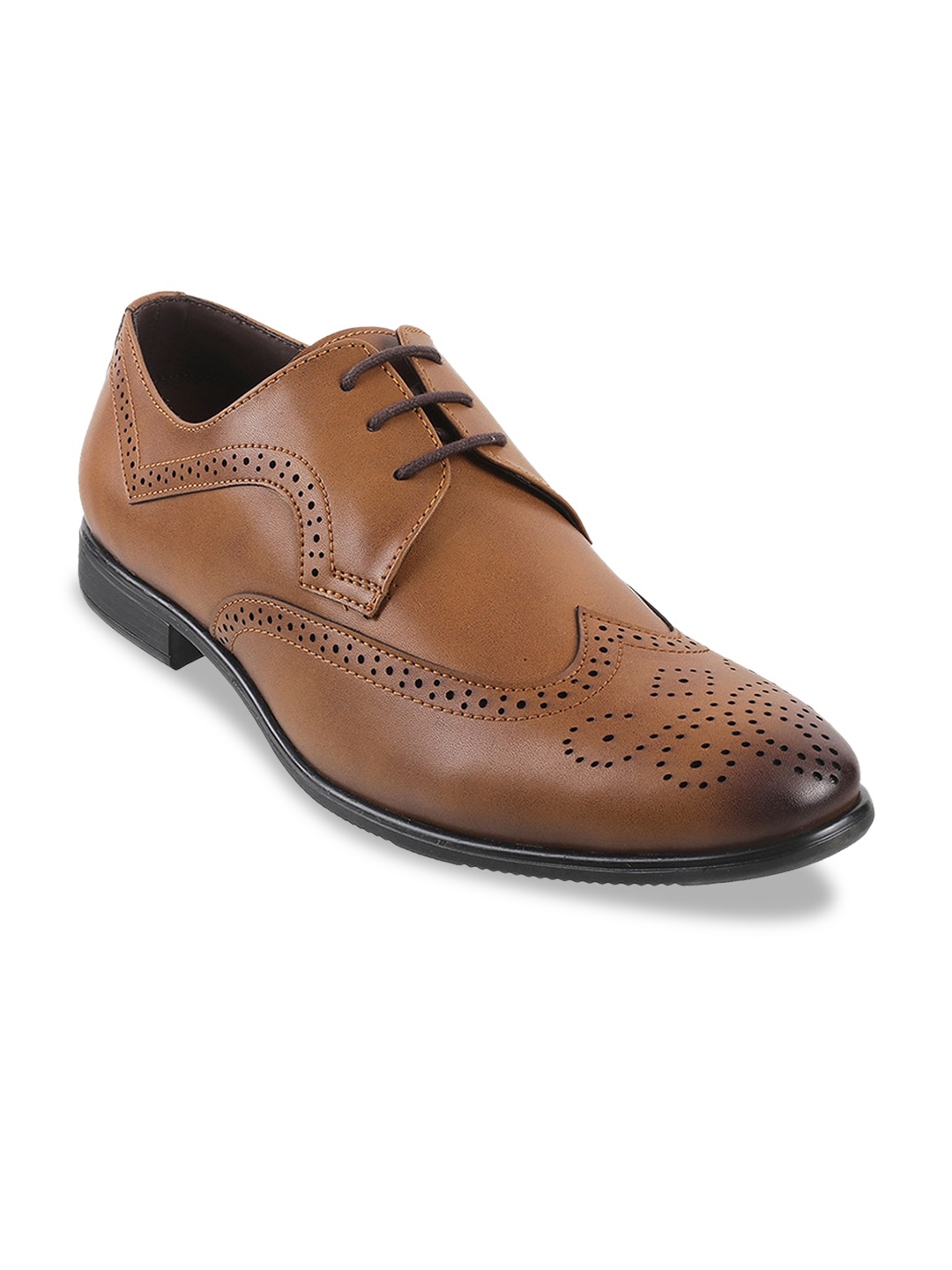 

WALKWAY by Metro Men Tan Brown Solid Formal Brogues