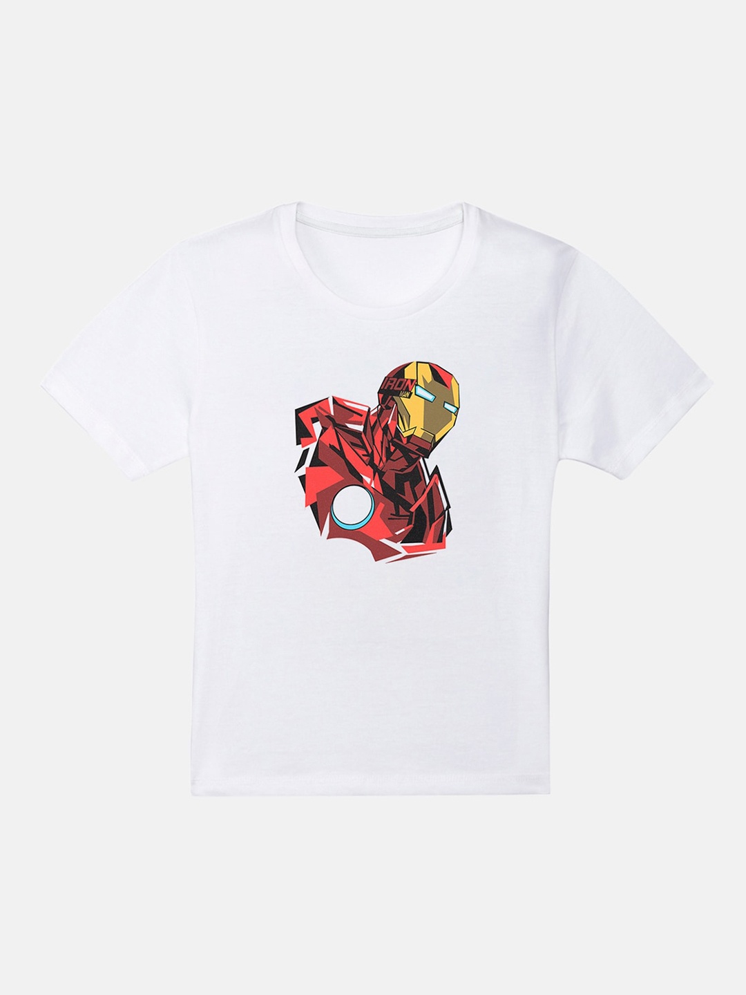 

Kids Ville Boys White Iron Man Printed Round Neck T-shirt