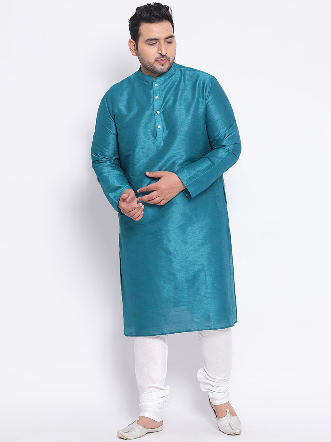 

KISAH PLUS Men Teal Solid Straight Kurta