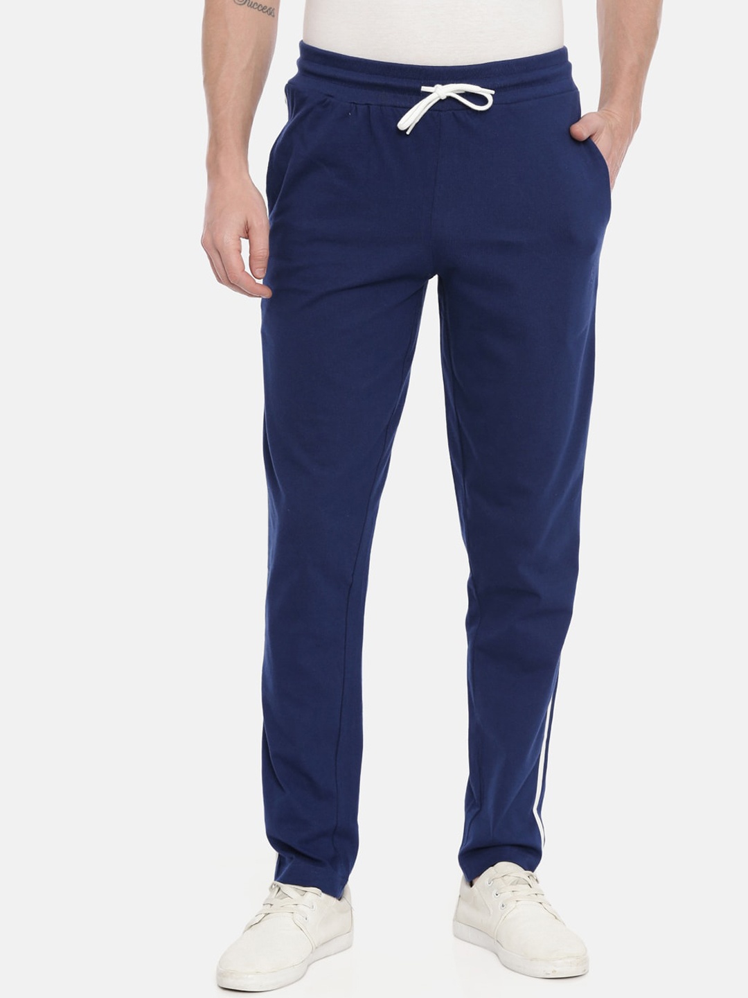 

Classic Polo Men Navy Blue & White Solid Slim Fit Track Pants