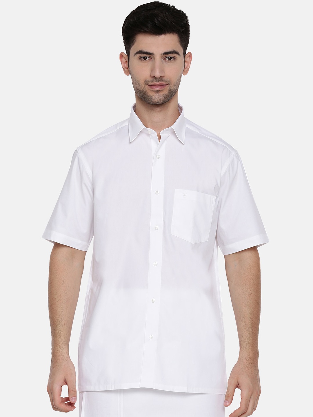 

Ramraj Men White Regular Fit Solid Ethnic Shirt