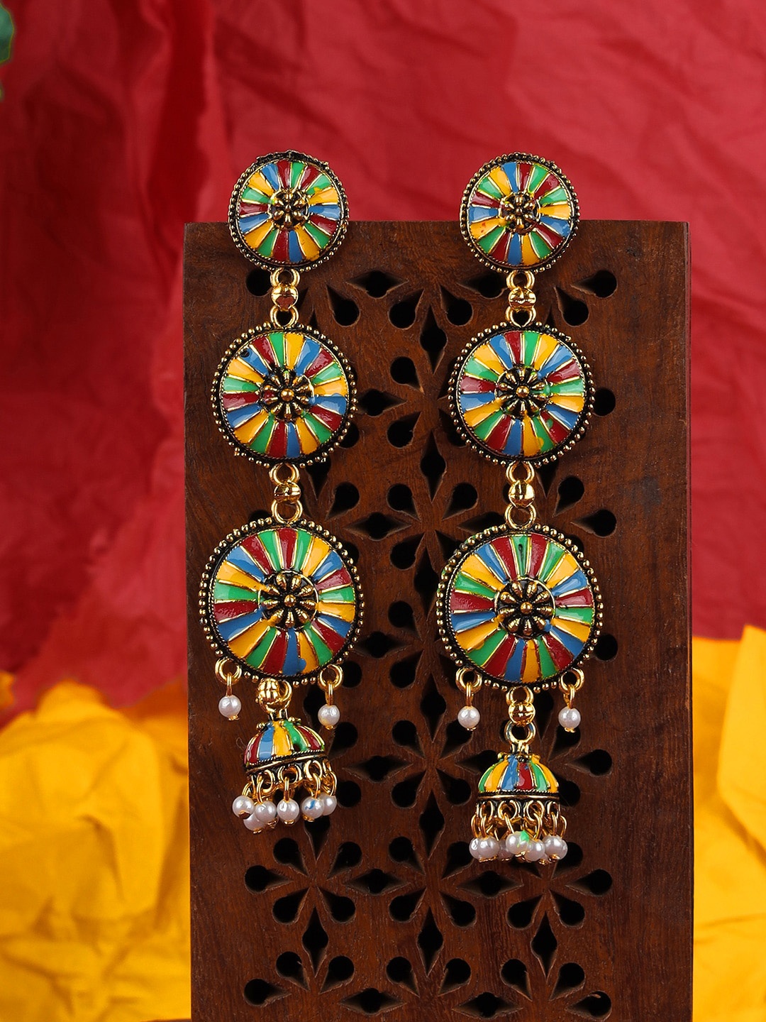 

ANIKAS CREATION Gold-Plated Contemporary Jhumkas