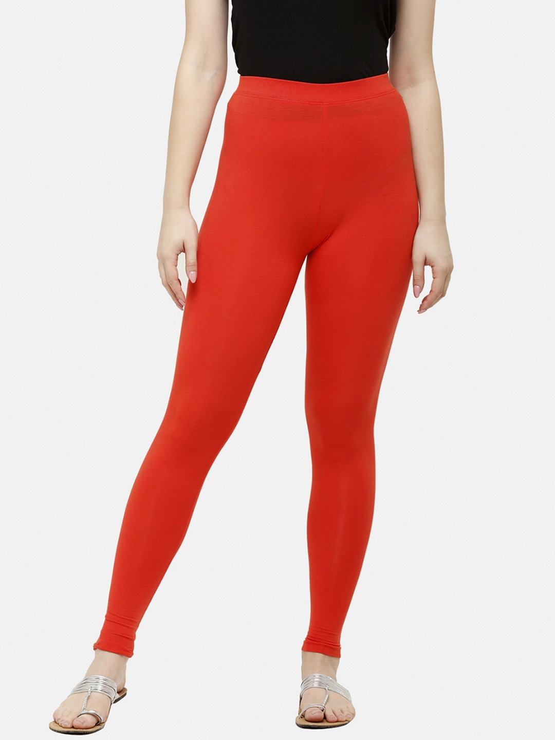 

De Moza Women Orange Solid Ankle-Length Leggings