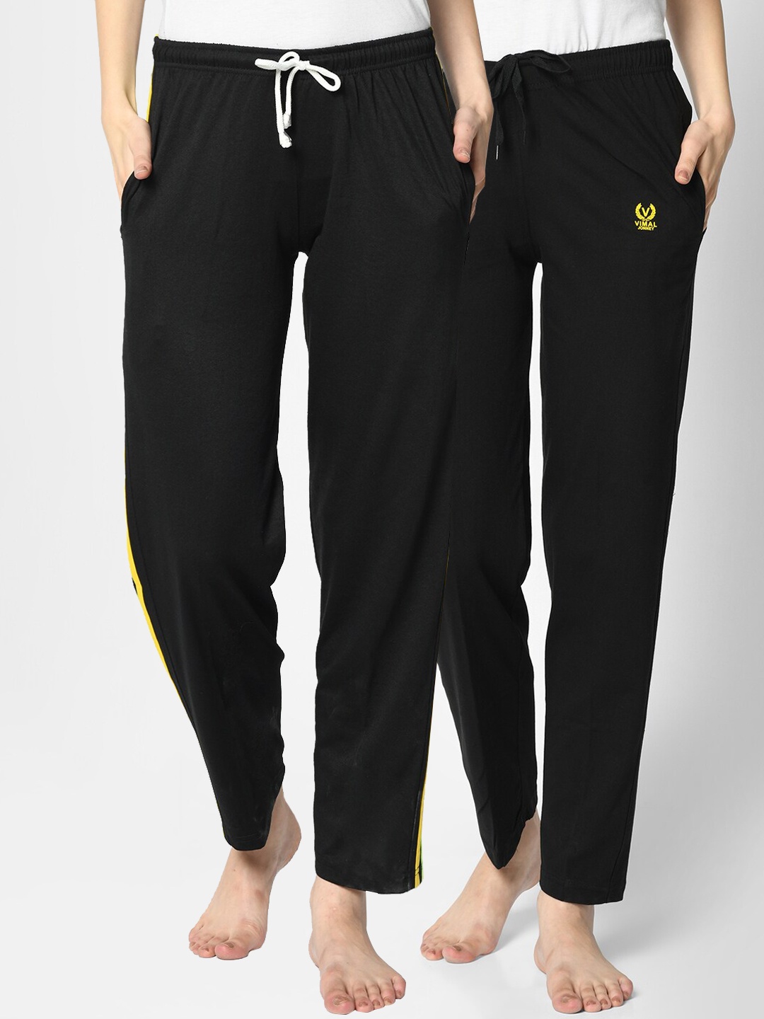 

VIMAL JONNEY Women Pack of 2 Black Solid Track Pants