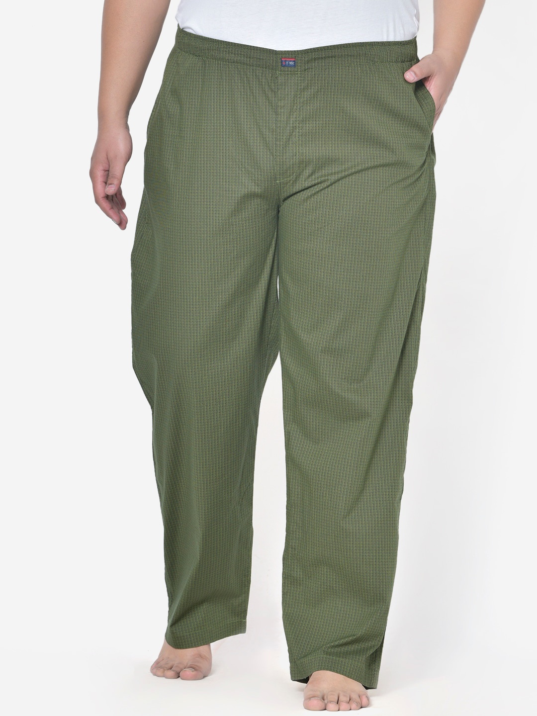 

IVOC Men Olive Green Plus Size Printed Lounge Pants