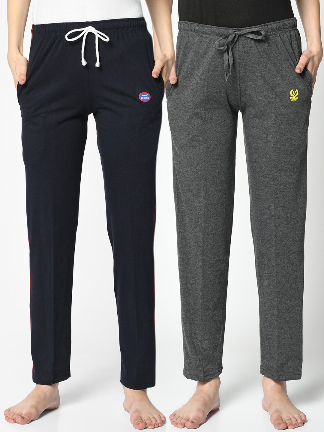 MACK JONNEY Women Pack Of 2 Straight Fit Track Pants, Grey