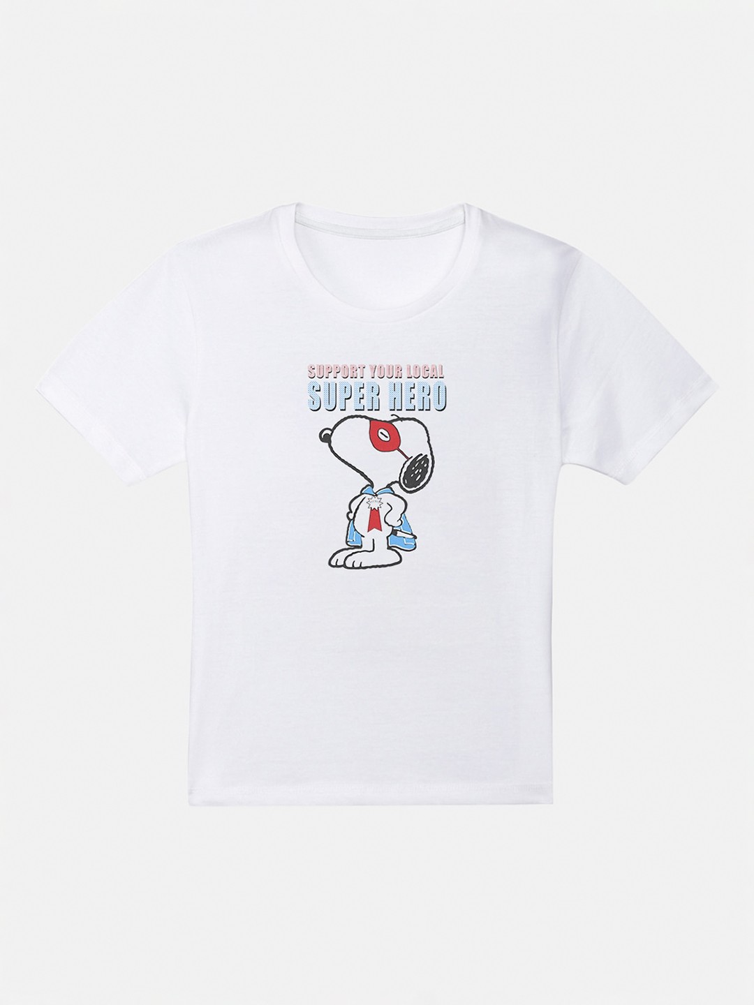 

Kids Ville Boys White Snoopy Printed Round Neck T-shirt
