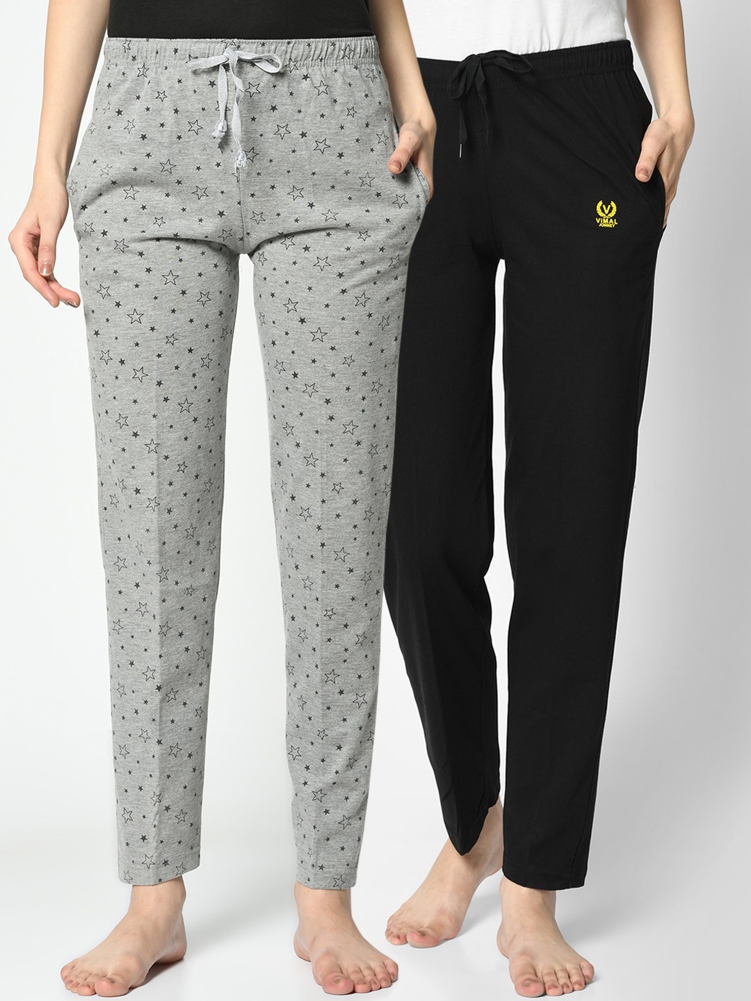 MACK JONNEY Women Pack Of 2 Straight Fit Track Pants, Grey