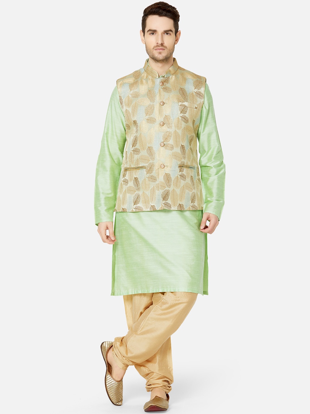 

Ethnicity Men Gold-Toned Printed Tailored Jacket