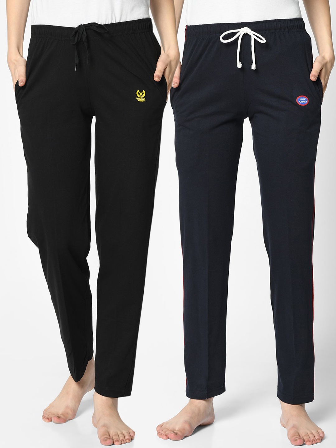 

MACK JONNEY Women Pack Of 2 Straight Fit Track Pants, Black