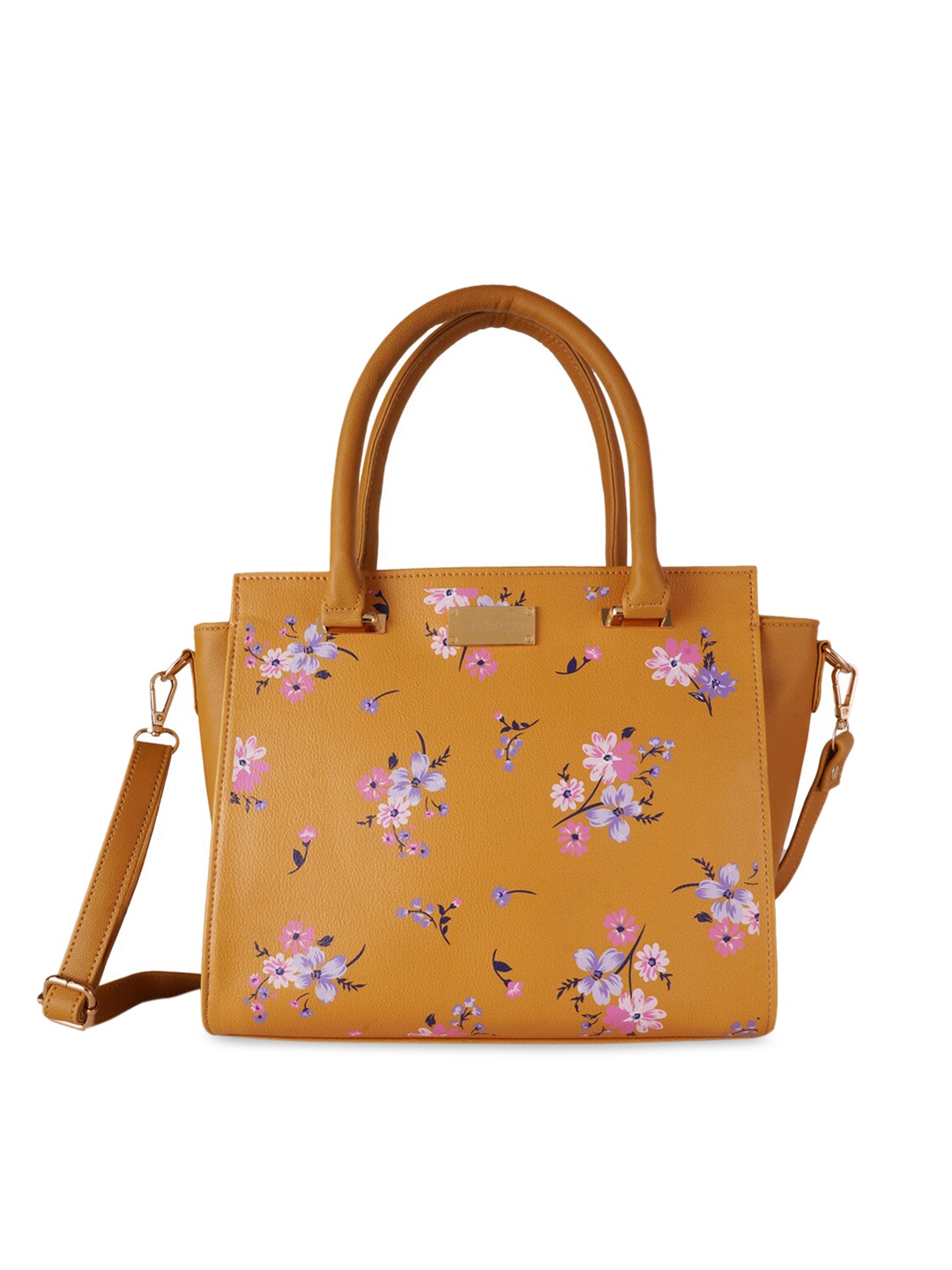 

Lapis O Lupo Mustard Yellow Printed Handheld Bag
