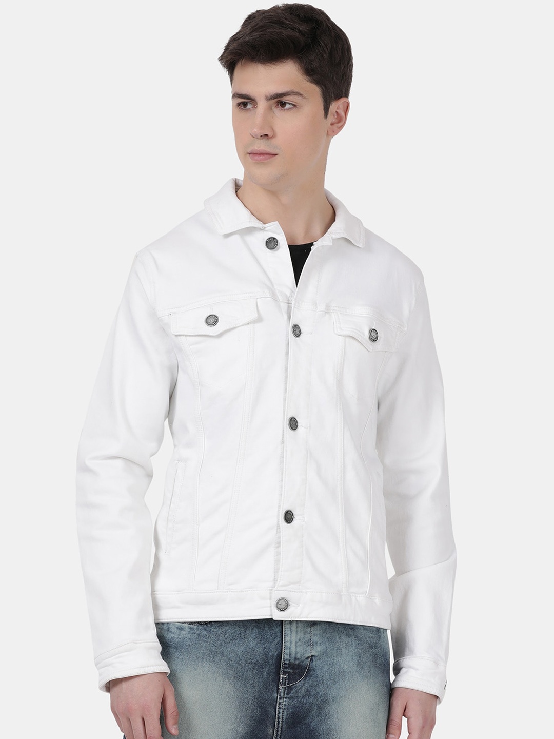 

Llak Jeans Men White Solid Denim Jacket