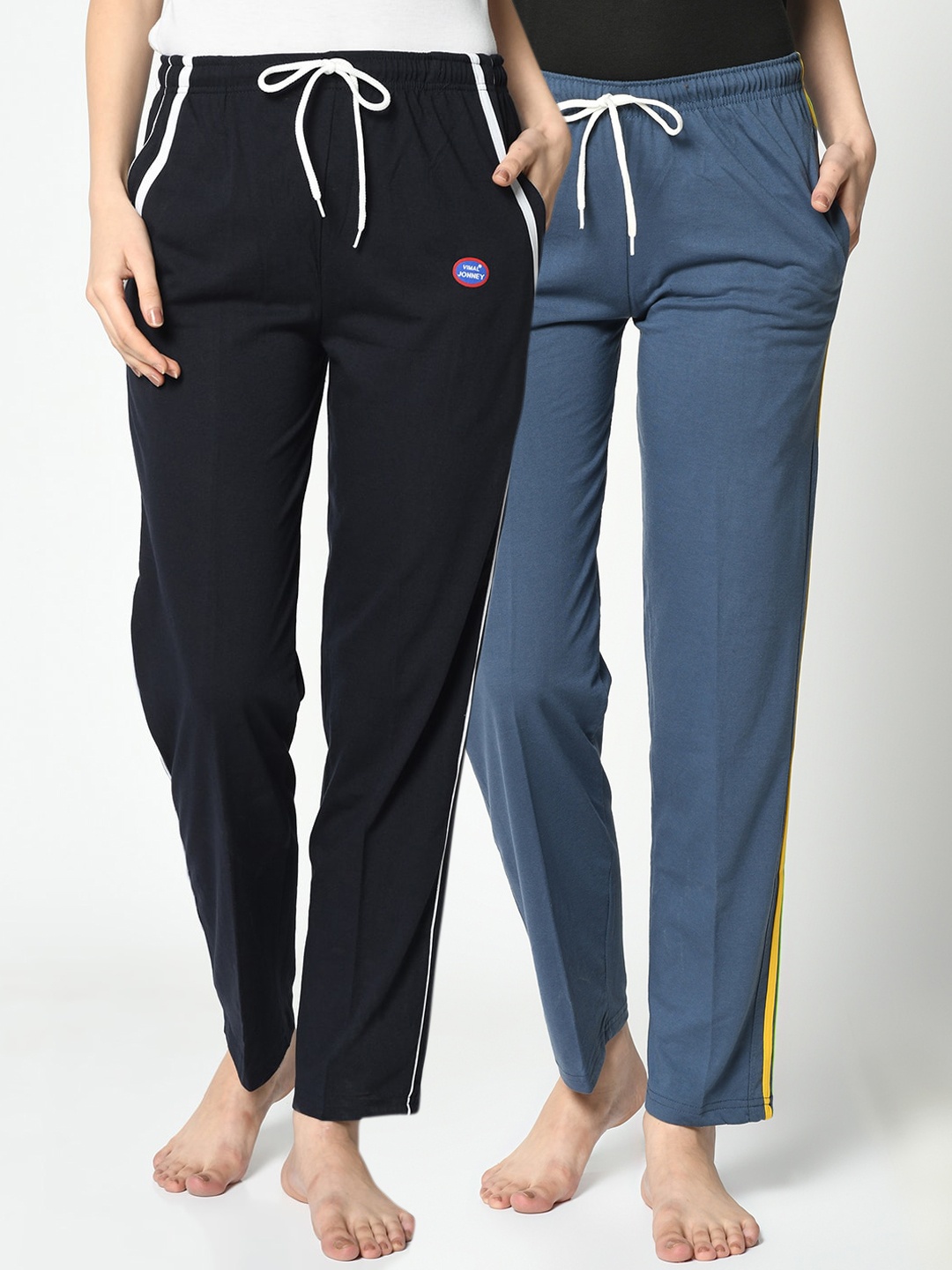 

VIMAL JONNEY Women Pack of 2 Solid Track Pants, Blue