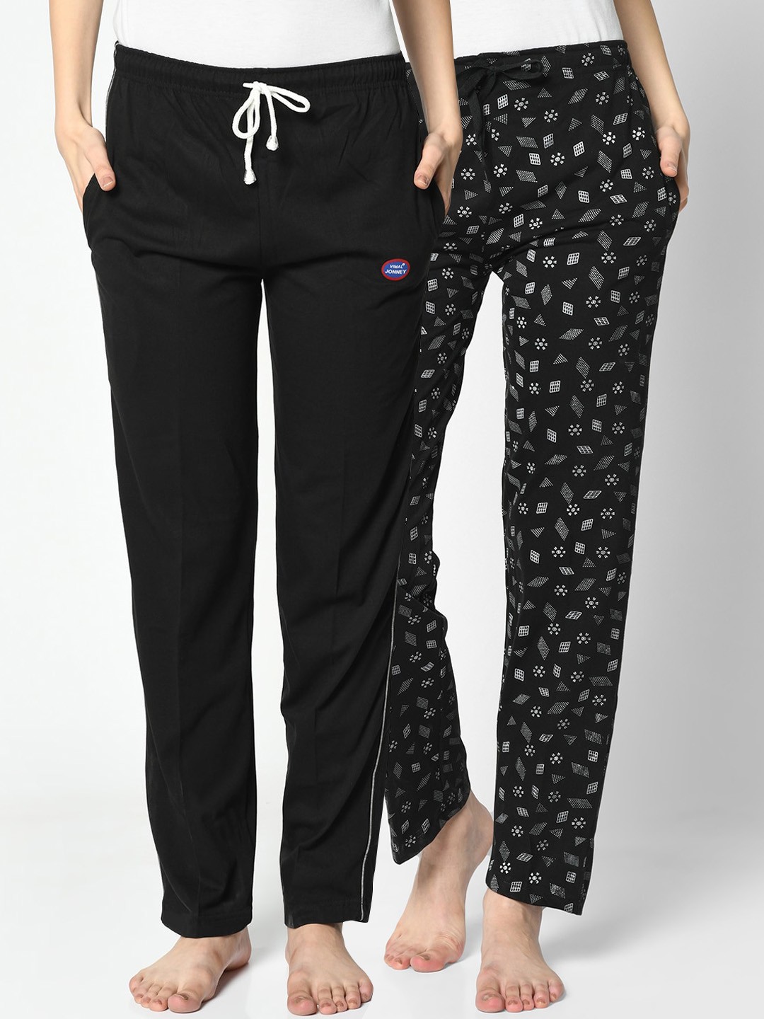 

VIMAL JONNEY Women Pack of 2 Black Printed Lounge Pants