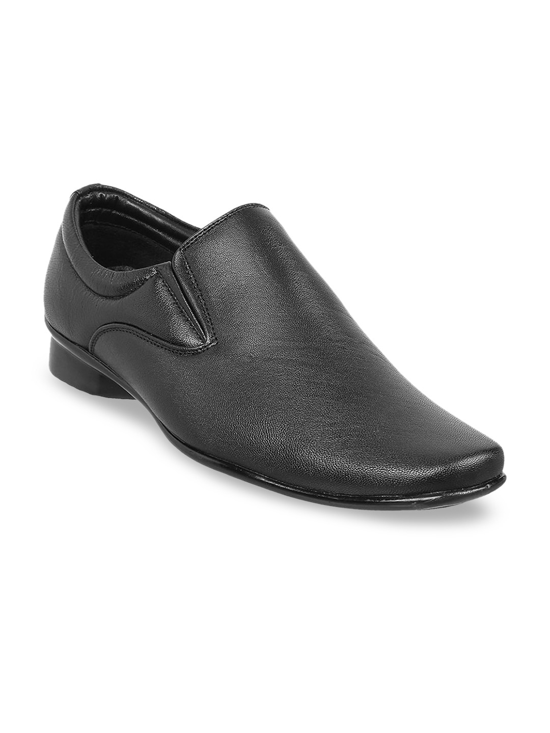 

WALKWAY by Metro Men Black Solid Formal Slip-On Shoes