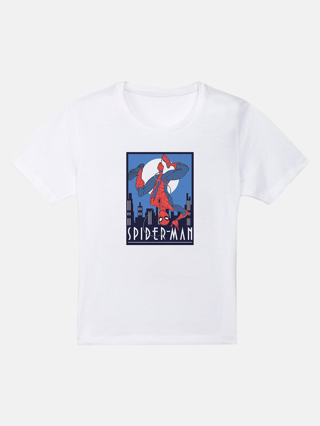 

Kids Ville Boys White Spiderman Printed Round Neck T-shirt