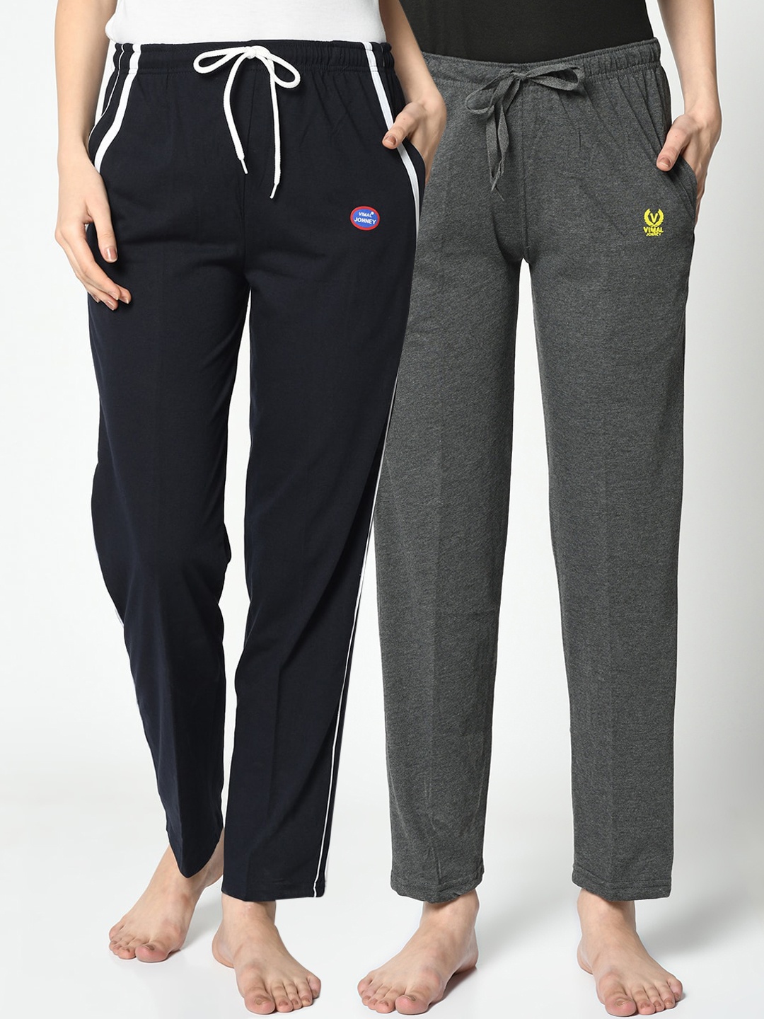 MACK JONNEY Women Pack of 2 Solid Track Pants, Multi