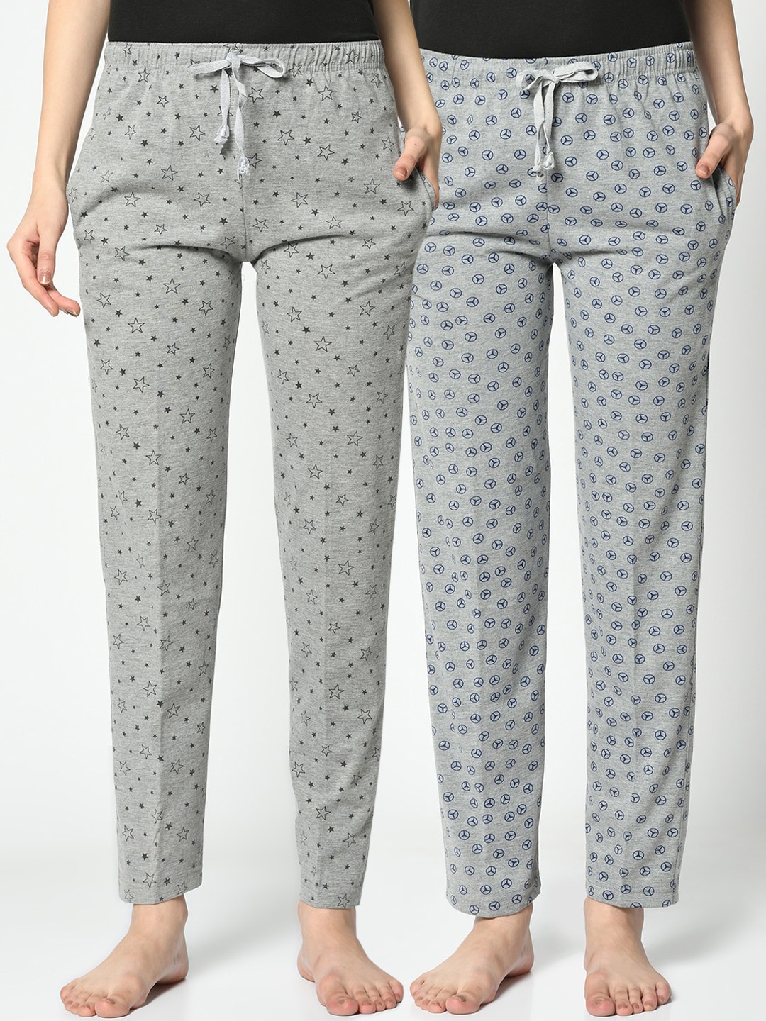

VIMAL JONNEY Women Pack of 2 Grey Printed Lounge Pants