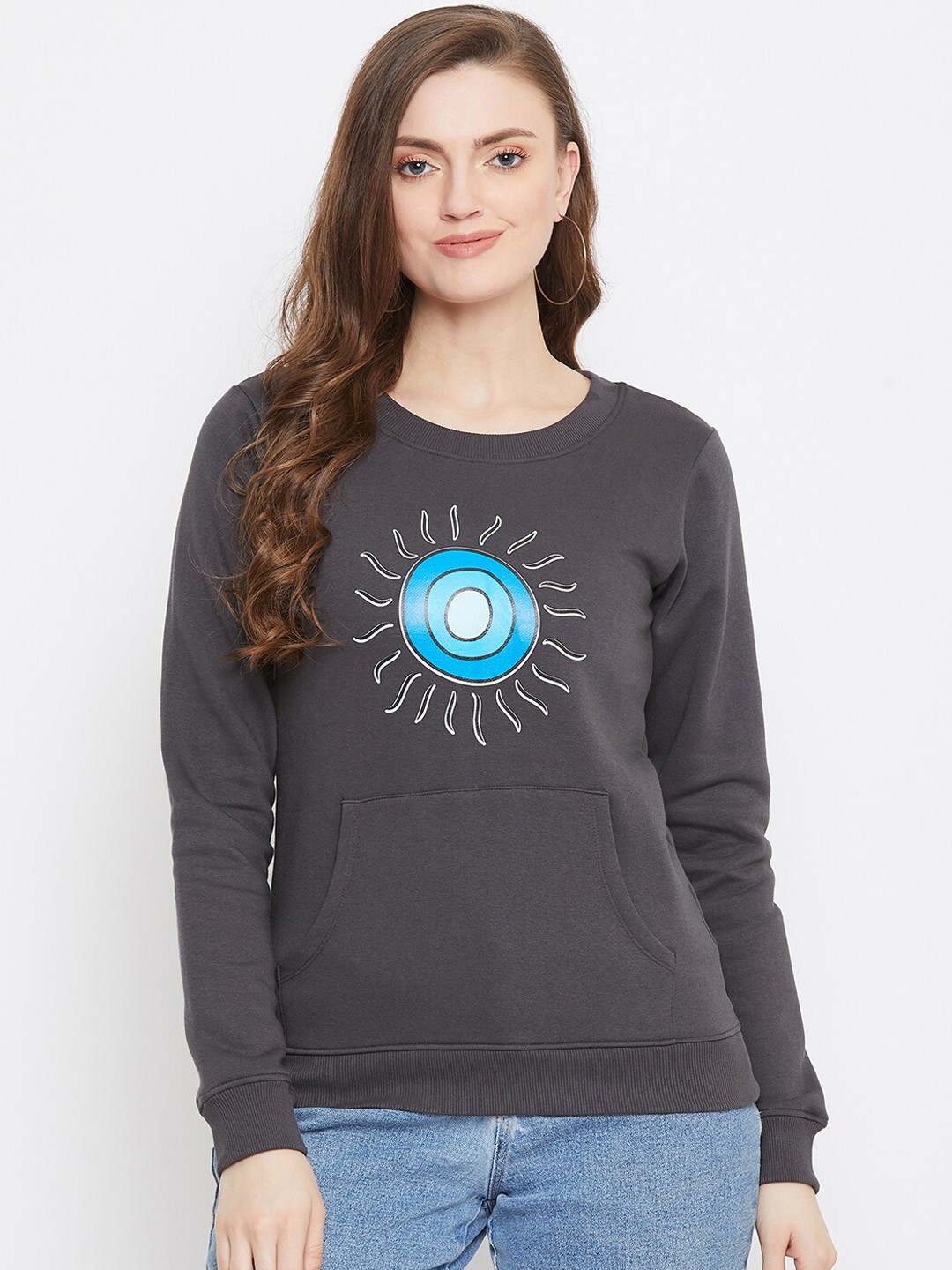 

Nun Women Grey Printed Sweatshirt