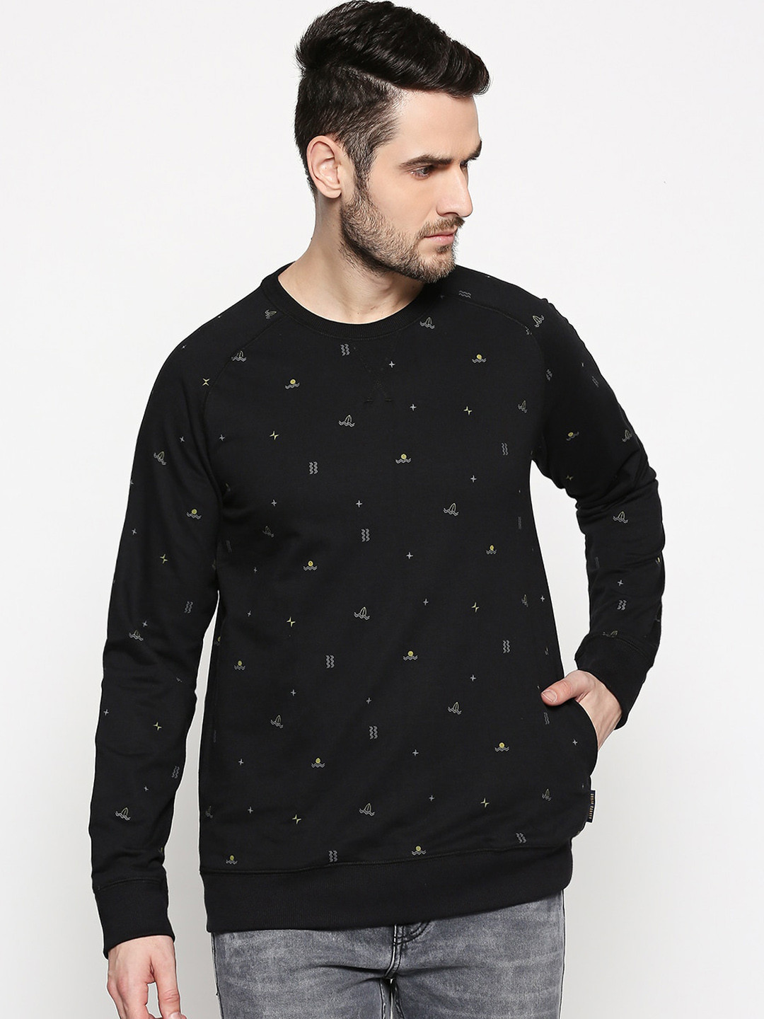 

Urban Ranger by pantaloons Men Black Printed Sweatshirt