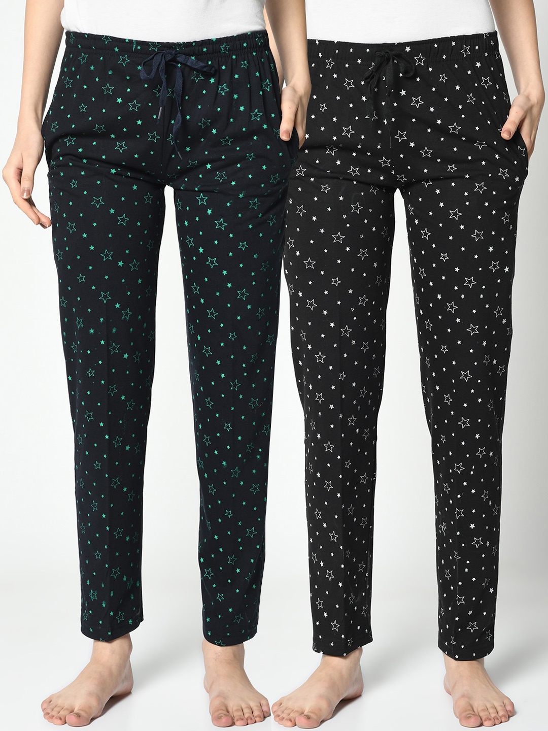 

VIMAL JONNEY Women Pack Of 2 Lounge Pants, Black