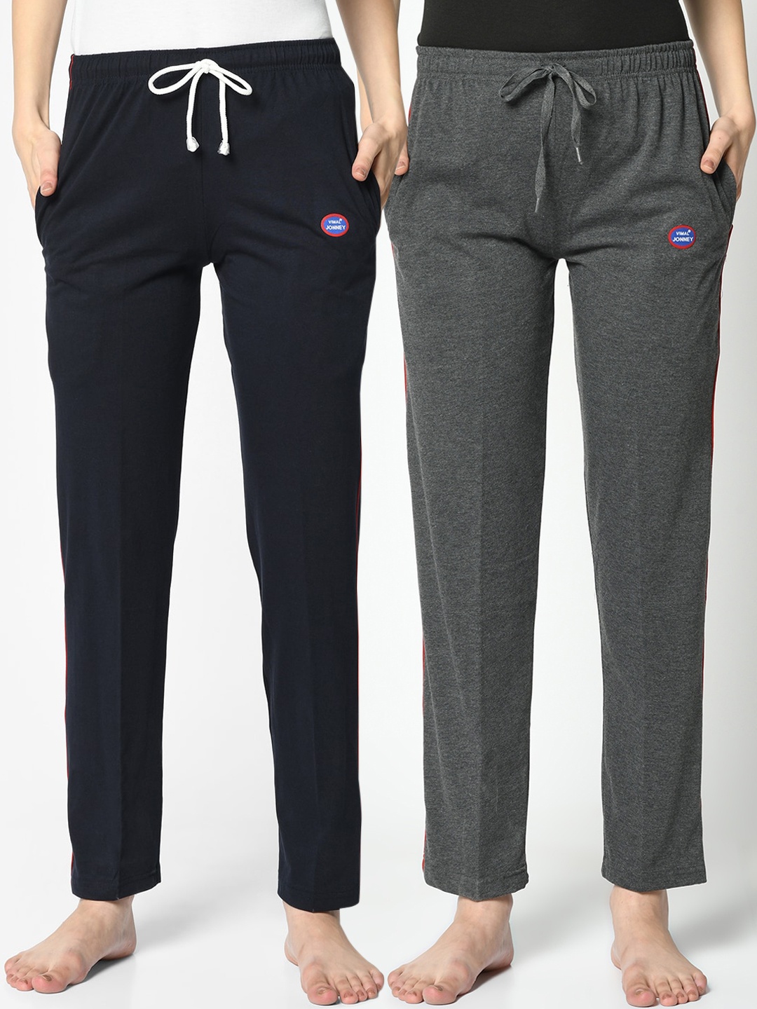 

VIMAL JONNEY Women Pack Of 2 Solid Lounge Pants, Grey