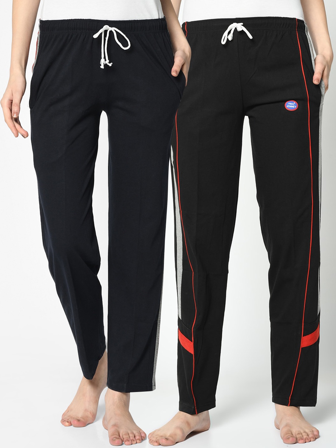 

VIMAL JONNEY Women Pack of 2 Solid Track Pants, Navy blue