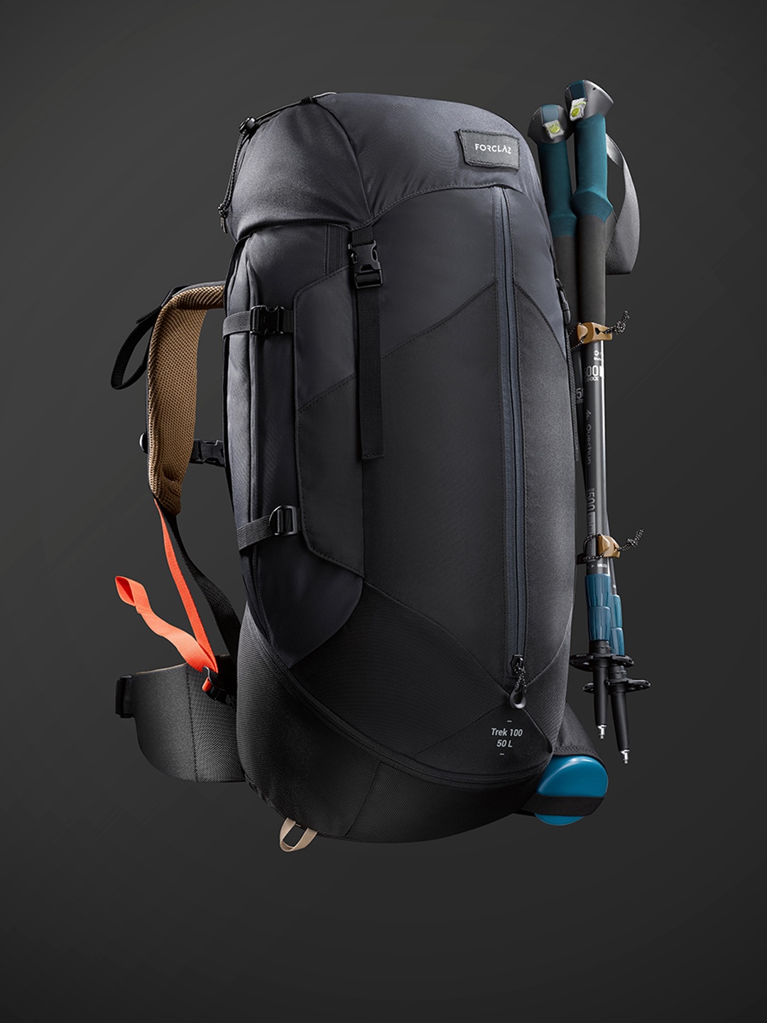 

FORCLAZ By Decathlon Unisex Solid Black Mt100 50L Trekking Bag