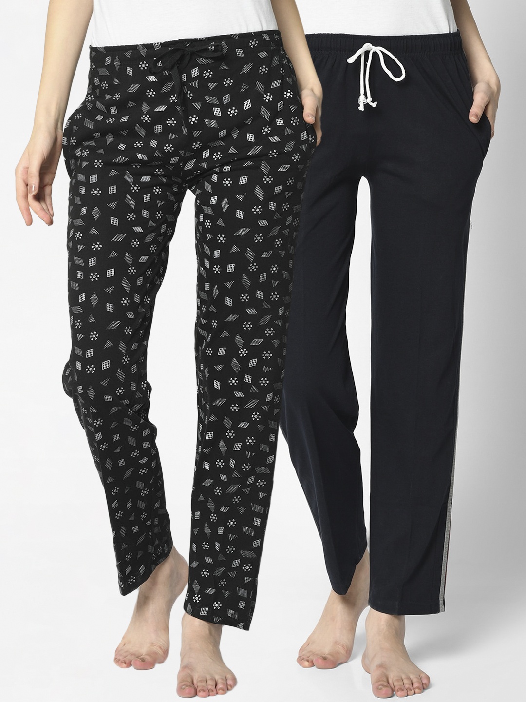 

VIMAL JONNEY Women Pack Of 2 Lounge Pants, Black