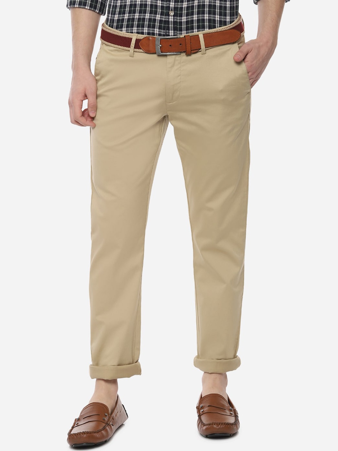 

Allen Solly Men Beige Slim Fit Solid Regular Trousers