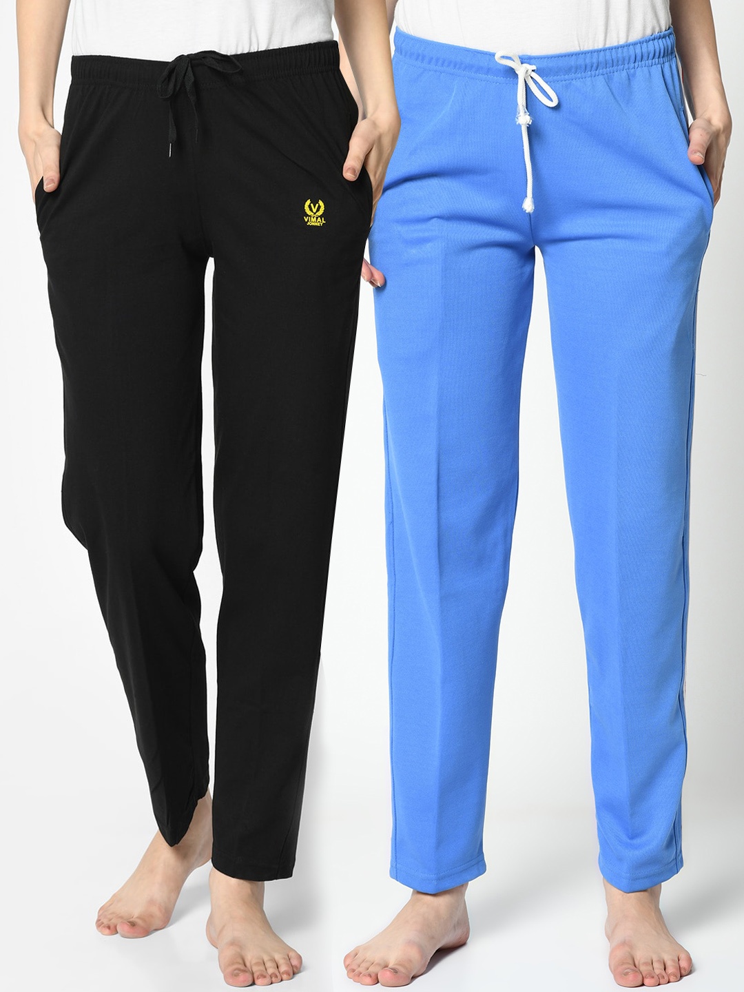 

VIMAL JONNEY Women Pack of 2 Solid Track Pants, Multi