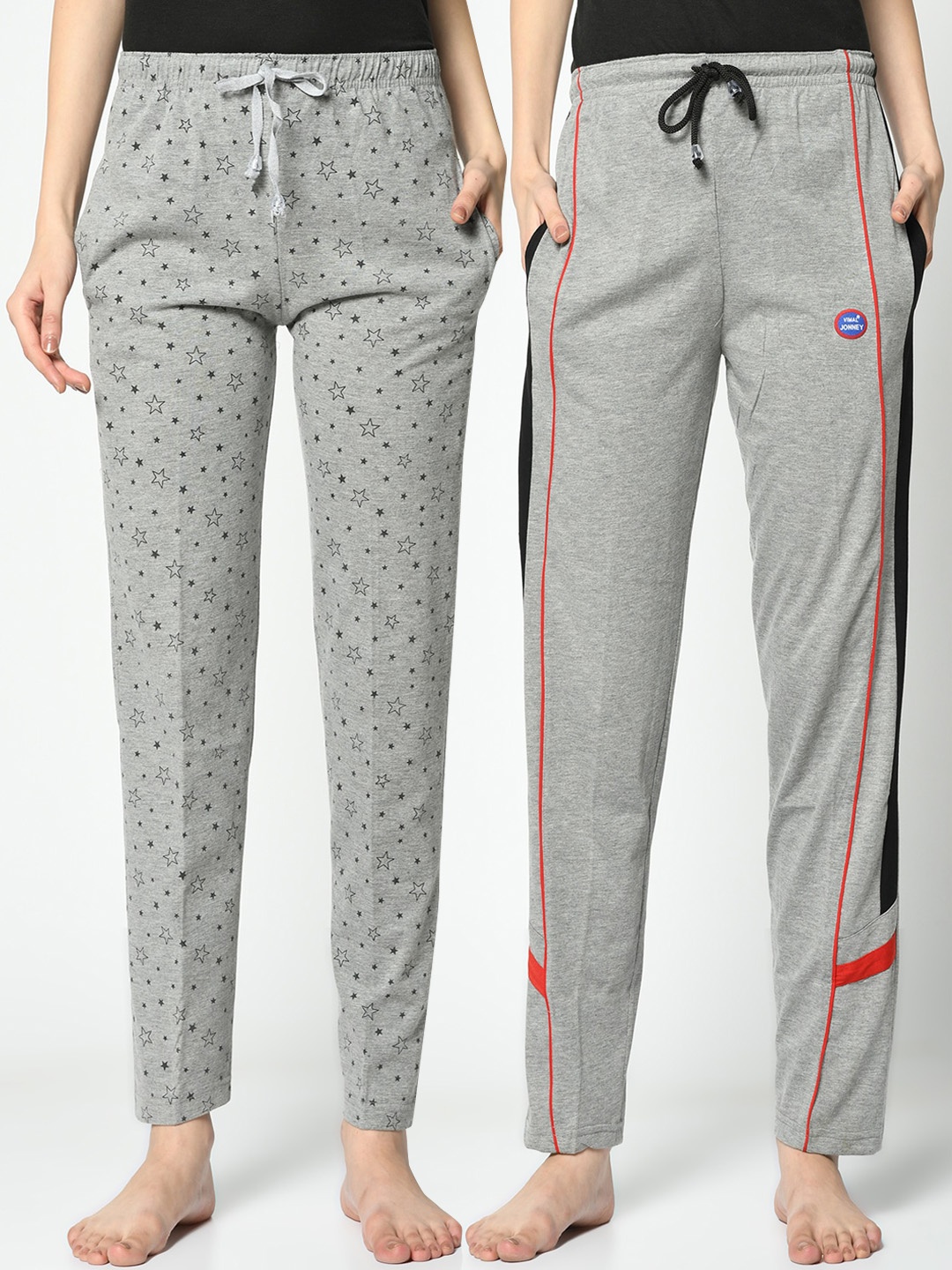 MACK JONNEY Women Pack Of 2 Straight Fit Track Pants, Grey