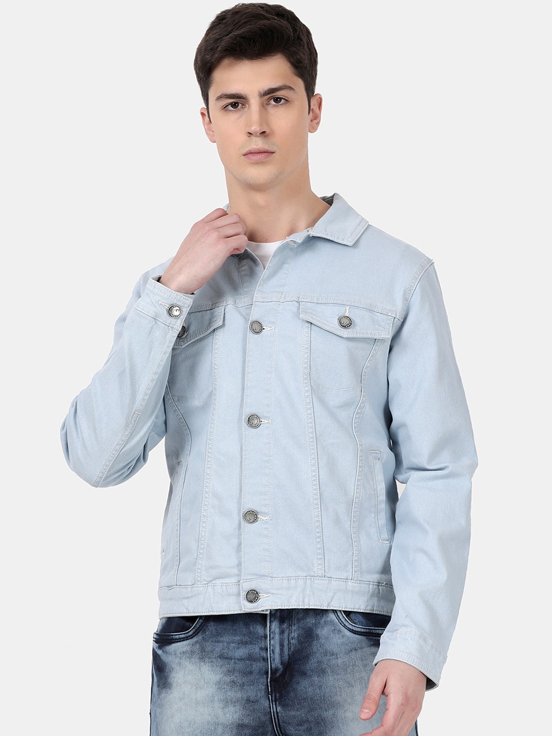 

Llak Jeans Men Blue Solid Denim Jacket