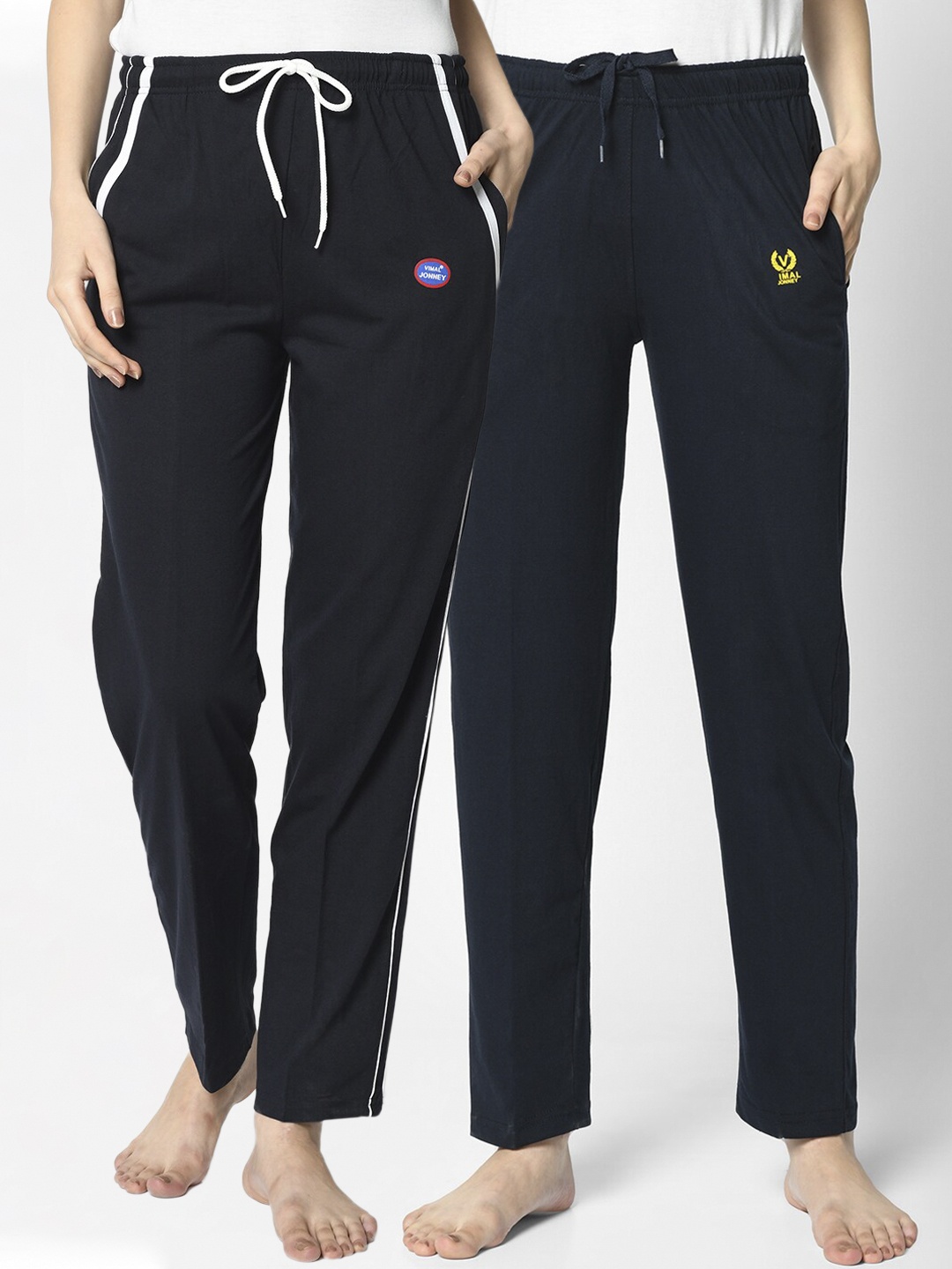 

MACK JONNEY Women Pack of 2 Solid Track Pants, Navy blue