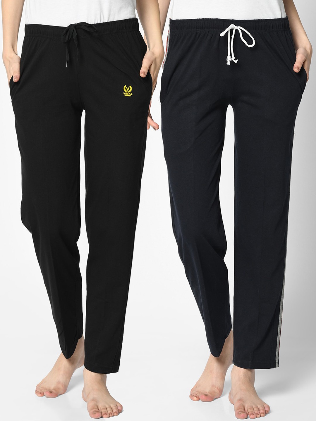 

VIMAL JONNEY Women Pack of 2 Track Pants, Black