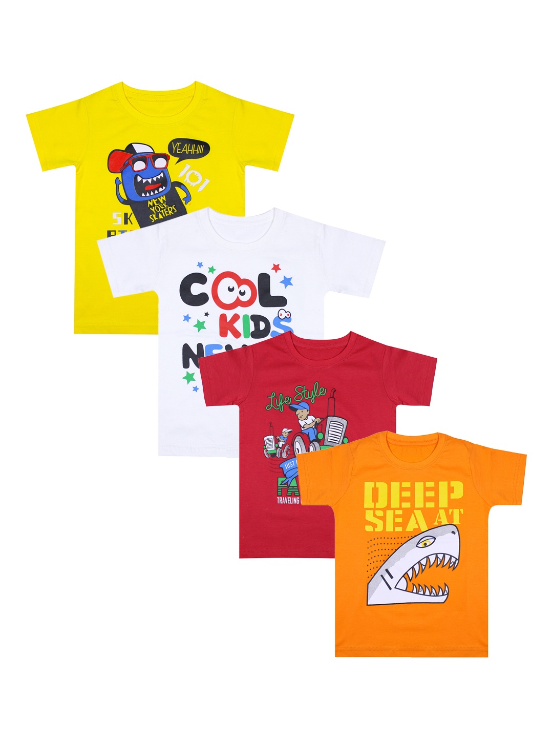 

Luke & Lilly Boys Pack Of 4 Printed Round Neck T-shirt, Orange