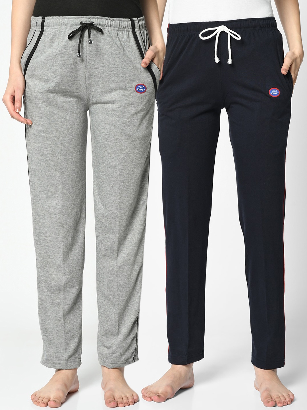 

MACK JONNEY Women Pack Of 2 Straight Fit Track Pants, Grey